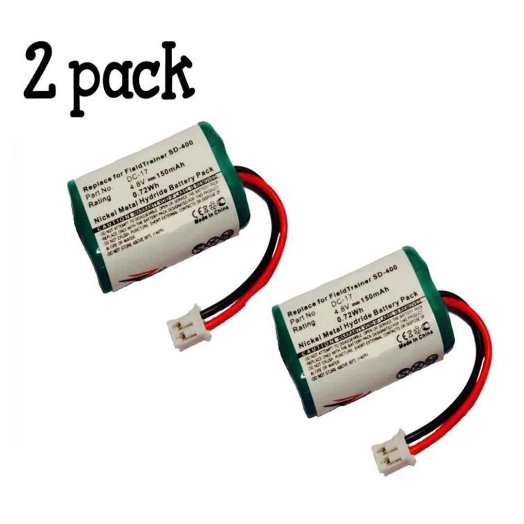 2-Pack ZZcell Battery For SportDog 650-058 / DC-17 / SD-800 KINETIC MH120AAAL4GC Dogtra FieldTrainer SD-400, SD-800 Receiver SD-400S, WetlandHunter Camo Dog Collar 150mAh