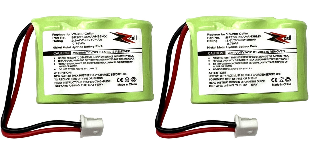 2-Pack ZZcell Battery for Dogtra Receiver 175NCP, 200NCP, 202NCP, 280NCP, 282NCP, 300M, 302M, 7000M, 7002M, EF-3000 Old, YS-200 Remote Controlled Dog Training Collar