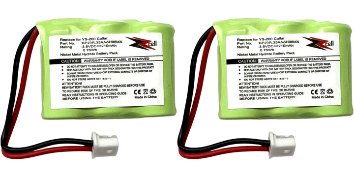 2-Pack ZZcell Battery for Dogtra Receiver 175NCP, 200NCP, 202NCP, 280NCP, 282NCP, 300M, 302M, 7000M, 7002M, EF-3000 Old, YS-200 Remote Controlled Dog Training Collar