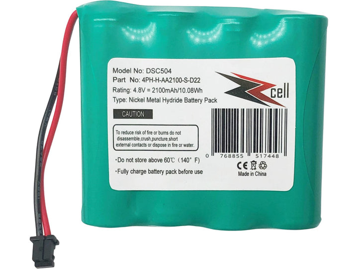 ZZcell Battery Replacement for DSC WTK5504 Wireless keypad WS4920HE Wireless Repeater 4PH-H-AA2100-S-D22,17000153, WKA5504, DSC-BATT2148V Alarm System 4.8V 2100mAh